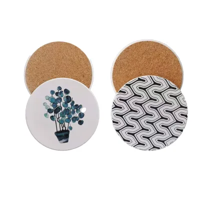 Wholesale Price Sandstone Coasters Promotional Sublimation Ceramic Round Blanks Coasters With Cork Back