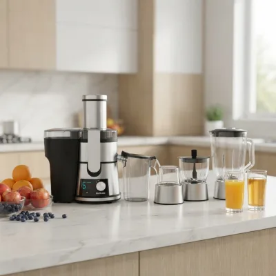 Digital Control Panel 5 Speeds Easy Operation Stainless Steel Powerful 4-in-1 Juicer Blender Grinder Household English 1000W