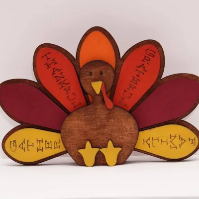 Handmade Wooden Turkey Shelf Sitter - Thanksgiving & Fall Decor for Table, Mantle, Tiered Tray