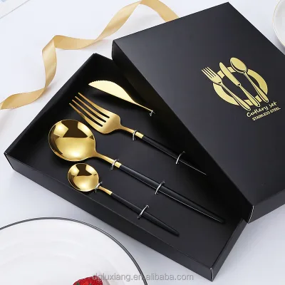 Kitchen Tools -4 Pcs Dishwasher Safe Chopsticks Knife Fork Spoon With Gift Packing Box Stainless Steel Flatware Set