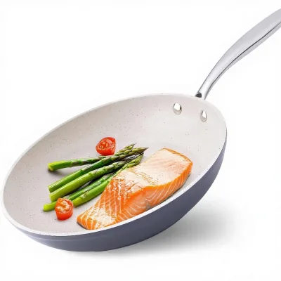 Heavy Duty Marble Coating Non-Stick Frying Pan  Smooth Surface Induction Compatible Oven Safe Stainless Steel Handle