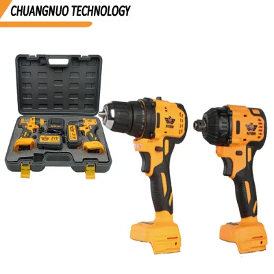 Hot Selling OEM Two-piece Set of Lithium-Ion Battery Powered Electric Drill Wrench Easy to Carry by Hand