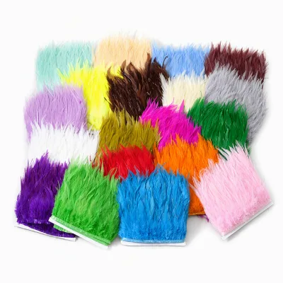 Wholesale Real Rooster Saddle Feather Fringe Trim for Skirt Hemline Wedding Decor Accessories