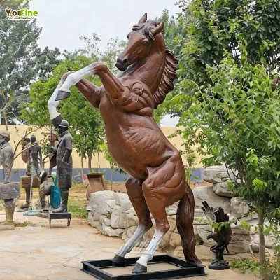 Rearing Horse Bronze Statue Lifelike Muscular Cast Sculpture Outdoor Garden Courtyard Decor White Socks Leg Markings Custom Size