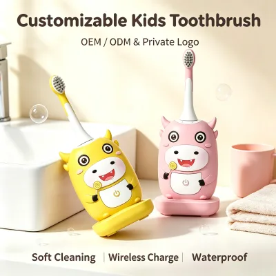 BSCI Customized Manufacturer 2 Brush Heads U Shaped Inductive Charging Electric Toothbrush for Kids