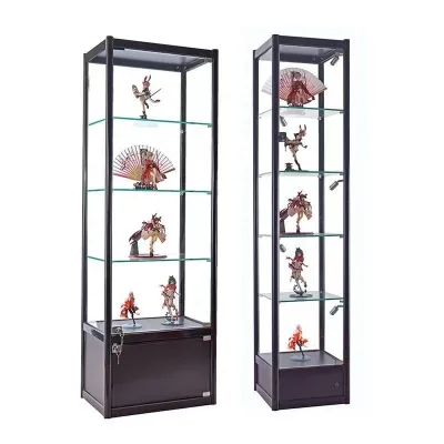Dustproof Waterproof LED Lighting Jewelry Glass Display Cabinet Commercial Transparent Small Model Portable