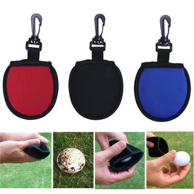 Custom Logo Color Portable Washable Mini Soft Neoprene Golf Ball Washer Cleaner Wiped Pocket Pouch Holder Bag with Plastic Clip