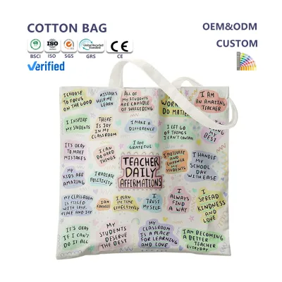 Cotton Canvas Beach Bag with Custom Printed Logo Water Resistant Canvas Tote Bag for Women Wholesale Canvas Shopping Bag