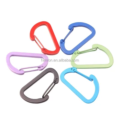 Small Size Metal Aluminum Alloy Spring Buckle #4 D Shaped Flattening Flat Carabiner Hook for Backpack Bags Outdoor Use