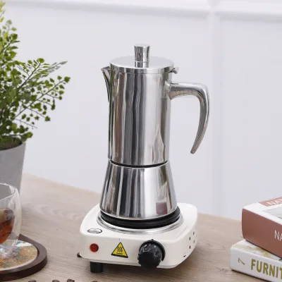 Mocha Pot Double Valve Stainless Steel Moka Pot of Coffee Maker Stove-Top Moka Pot 160ml 240ml