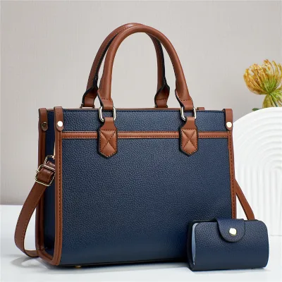 New Large-capacity Color-blocked square Zipper Closure Stylish High-quality Foreign Trade Leisure Travel Handbag