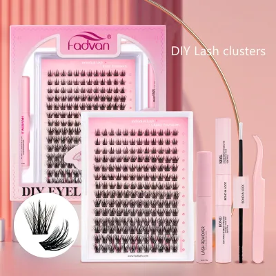 China Handmade Fluffy Pre-cut Segment Synthetic Hair Korea PBT Fiber Cluster Lashes Kit Wholesale Diy Lash Extension Private