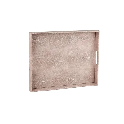 Rectangle Leather Tray Pink Color Faux Leather Tray for Home Organization in Livingroom
