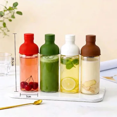 OEM Wholesale Leakproof Silicone Cap Filter Clear Water Drinkware Drinking Tumbler Cold Brew Matcha Glass Cup