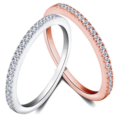 INS Hot Simple Circle Ring 925 Sterling Silver Gold Silver Full Zircon Finger Ring for Women