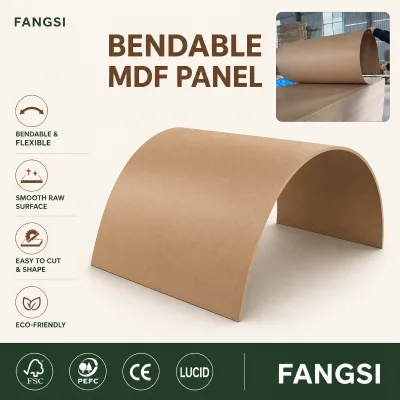 Factory Wholesale Flexible Bendy MDF Board 6mm 8mm Bending Plywood Sheet Curved Wall Column Reception Desk Interior Design