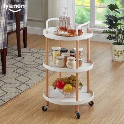 Beauty Multi-function 2/3 Tier ABS Basket Movable Home Bathroom Storage Rack Utility Rolling Kitchen Metal Cart Trolley