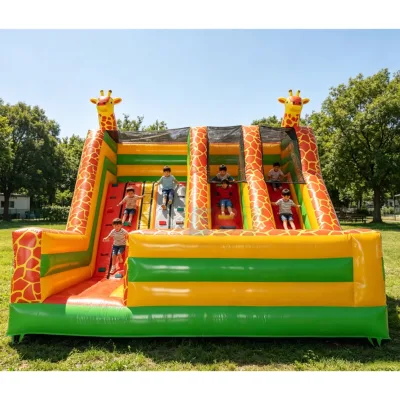 Kids Giraffe Inflatable Slide Inflables Adult Commercial Cartoon Inflatable Slide Chateaux Toboggan Gonflable Inflatable