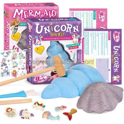 Excavation Toy Discover Mermaid unicorn Dig Kit for Kids