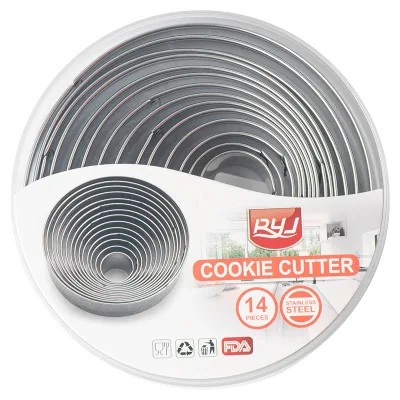 14-Piece Nonstick Metal Stainless Steel Pastry Baking Rings Crumpet Rings for Home Baking and Cake Decorating