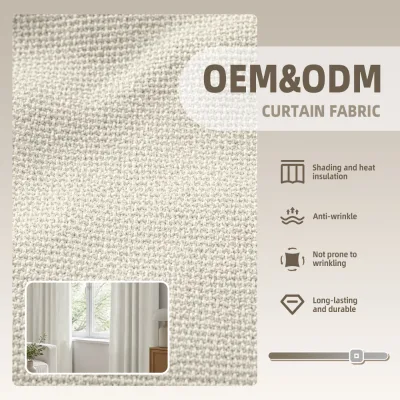 OEM&ODM 1000g 280cm Full Blackout Textured Poly Fabric Anti Wrinkle for Household Living Room Window Curtain Drapery