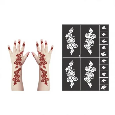 Children's Reusable Temporary Indian Hollow Henna Tattoo Stencil Cross-Border Full Body Art Spray