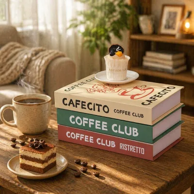 Coffee Themed Faux Decorative Books Shop Display Dummy Books Hollow Ornamental Fake Books for Anniversary