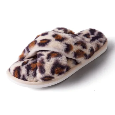 Leopard Women's Faux Fur Open Toe -Soft Cushioned Winter/Spring/Autumn Footwear