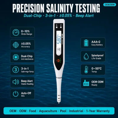 Digital Salinity Tester Waterproof IP67 Salinometer for Salt Water