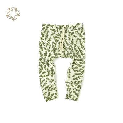 Sustainable Baby Leggings Pants Printed Organic Bamboo Rib Baby Leggings Eco Friendly Baby Rib Pants Toddler Sweat Pants