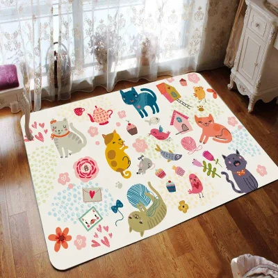 6mm Thickness Living Room Area Rug Carpet Rectangle Printed Kids Play Mat with spot-moulded anti-skid bottom