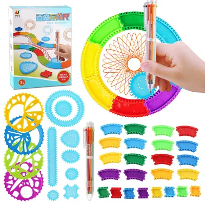 Children's Art Drawing Template Ruler Stationery Set Gift Multiple Spirograph Magic Kaleidoscope Templates