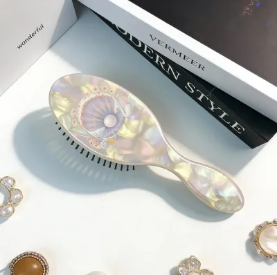 Personalized Fashion Hawaiian Shell Hair Brush and Comb with Acetates Material Cellulose Acetate Hair Brush