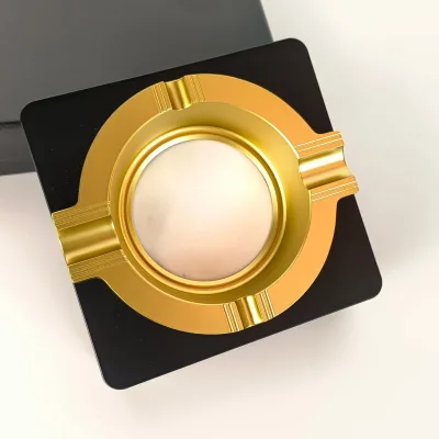 Home Household Square Metal Ashtray Small Cigar Dual-Use High-End European Minimalist American Light Luxury Style Easy Clean