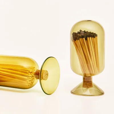 Factory Wholesale Long Colorful Matchsticks Glass Jar Decorative Wooden Candle Matches for Home Gift Use