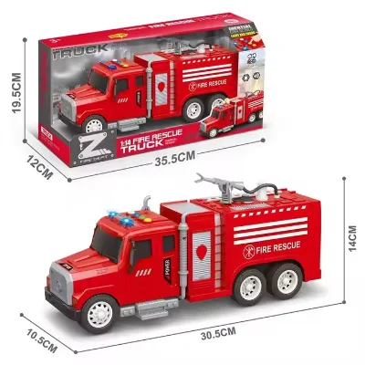 1:14 Kids Simulation Plastic Friction Fire Rescue Ambulance Fire Brigade Truck Toy with Light and Music