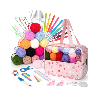 Crochet Kit With Bag for Travel, Easy Learn to Crochet Kit for Beginners