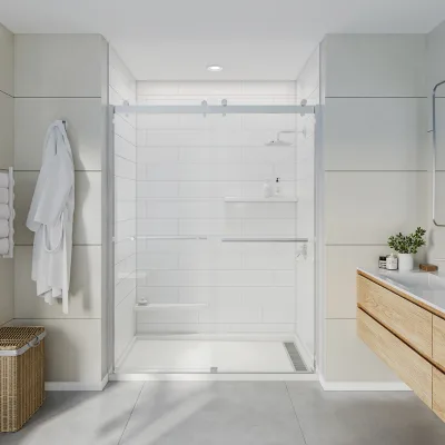 North America Big Roller Bathroom Glass Shower Door Double Sliding Shower Room