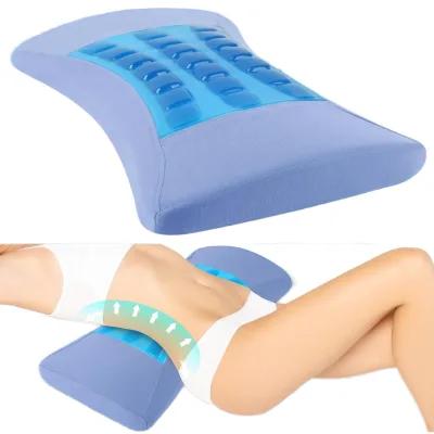 Cooling Gel Lumbar Support Pillow for Lower Back Pain Relief Sciatica Memory Foam Waist Pillow for Side/Back/Stomach Pillow
