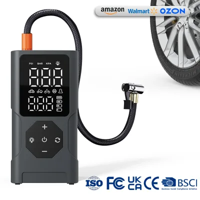 Portable Tire Inflator Pump 5V 2A LED Display 1500mAh Battery 5V 1A Output Good Air Pump for Car Ball