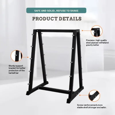Steel Foldable Barbell Rack-Modern Design for Indoor Fitness and Bodybuilding Training