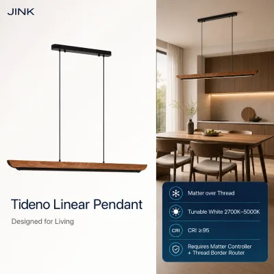 JINK Bond Tideno Matter over Thread Smart Indoor Linear Light Walnut Metal Up Down Lighting CRI95 Tunable White Dimmable