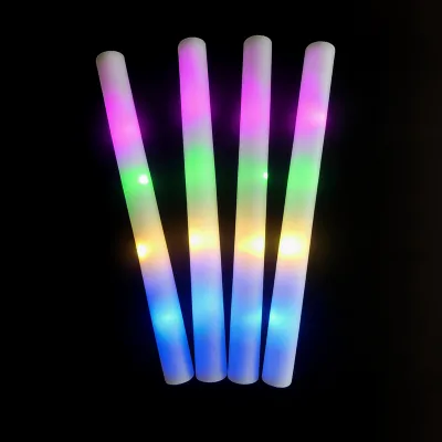 Led Luminous Sticks White Pink Party Rave Foam Glow Stick Bulk Flashing Multi Color Glow in Dark Led Glow Fluorescent Foam Stick