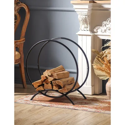 Indoor Log Stand Holder Rack Firewood Storage Stacking Racks Metal Organizer With Kindling Holder