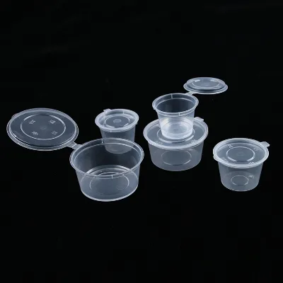 Plastic Dispos Disposable Cups Free Portion Cup Dipping PP Hinged Sauce Cups Food Package Condiment with Lid