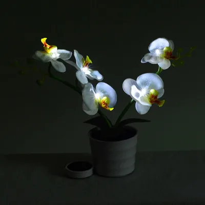 Simulation Flower Lamp Lily Rose Basket Lantern Decoration Wedding Table Lights Butterfly Orchid Pot Bonsai Night Lights