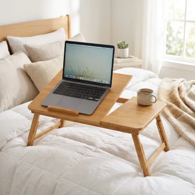 Combohome Laptop Table Bed Tray Multifunctional Bamboo Laptop Stand Foldable Tabletop Notebook and Computer Desk Shelf Lapdesk