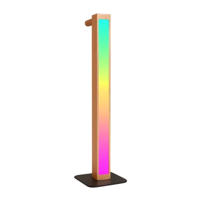 RGB LED Modern Wood Smart Ambiance Light with Sound Control Rechargeable Music Sync for Gaming Room and Pickup Rhythm