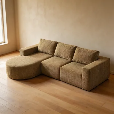 New Modular Three Seat L-shaped Sectional Sofa Fabric No Assembly Required Modern Boucl-Inspired Sofa Bed European Set