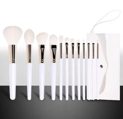 12pcs White Makeup Brush Set with Handmade High Quality Synthetic Hair Vegan Makeup Brush Set Synthetic Hair Brushes Makeup Sets